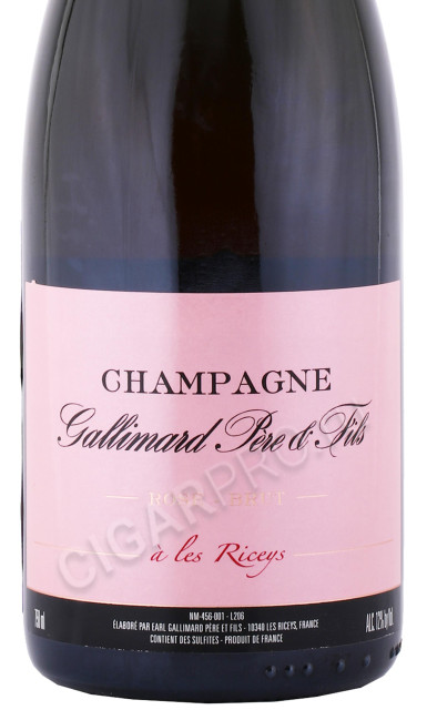 этикетка шампанское gallimard pere et fils rose brut 0.75л