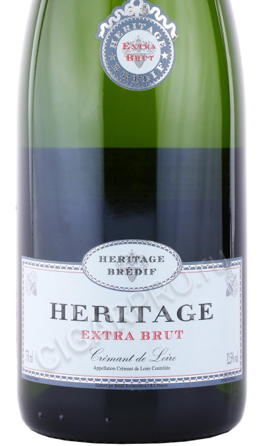 этикетка игристое вино heritage cremant de loire brut 0.75л