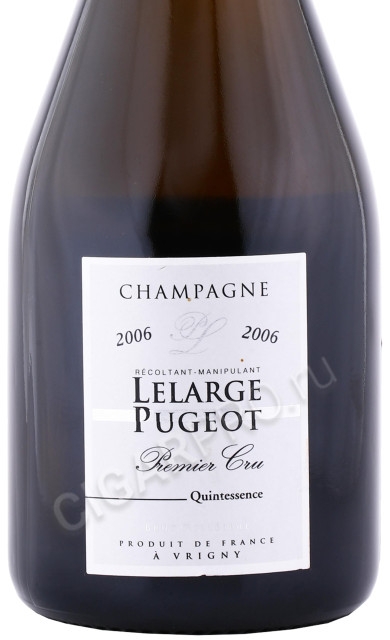 этикетка шампанское lelarge pugeot quintessence premier cru extra brut 0.75л