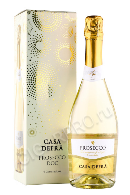 игристое вино casa defra prosecco 0.75л в подарочной упаковке