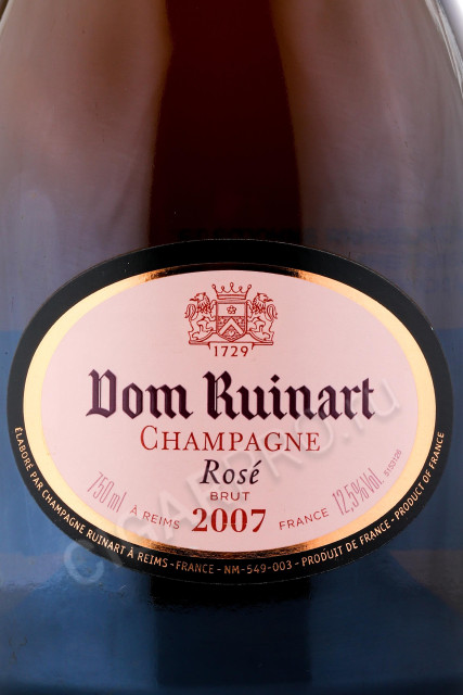 этикетка шампанское dom ruinart rose 2007 0.75л