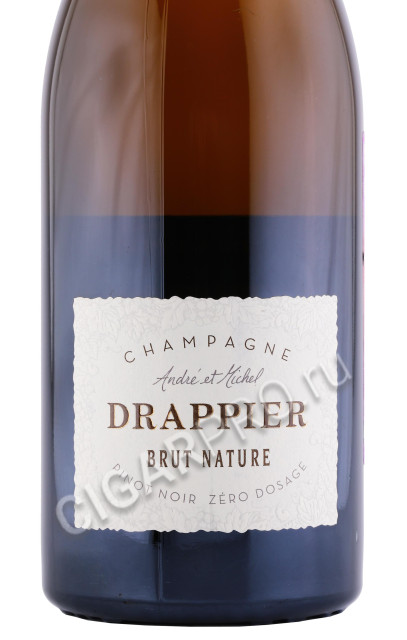 этикетка шампанское drappier brut nature pinot noir 0.75л