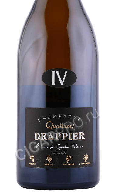 этикетка шампанское drappier quattuor blanc de quatre blancs 0.75л