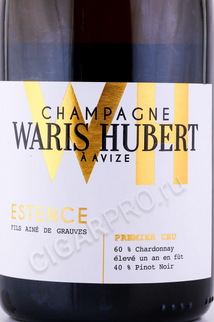 этикетка шампанское estence premier cru waris hubert 0.75л