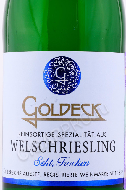 этикетка игристое вино goldeck welschriesling trocken 0.75л