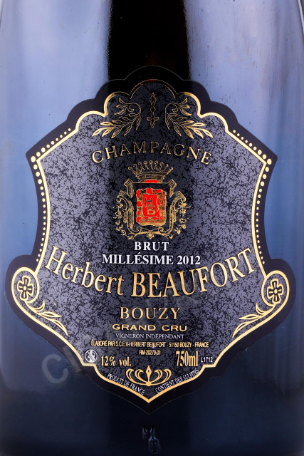этикетка шампанское herbert beaufort cuvee la favorite bouzy grand cru 0.75л