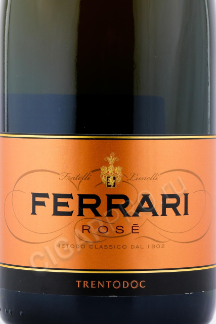 этикетка игристое вино ferrari rose brut trento doc 0.75л