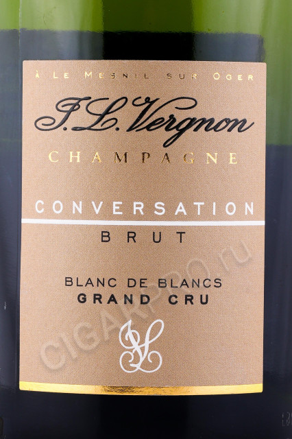 этикетка шампанское j l vergnon conversation champagne blanc de blancs grand cru brut 0.75л