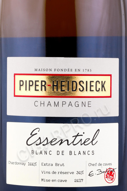 этикетка шампанское piper heidsieck essentiel blanc de blancs extra brut 0.75л