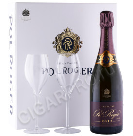 шампанское pol roger brut rose 2012г 0.75л + 2 бокала в подарочной упаковке