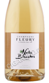этикетка шампанское fleury notes blanches brut nature 0.75л