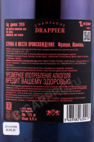 контрэтикетка шампанское drappier rose brut 0.75л