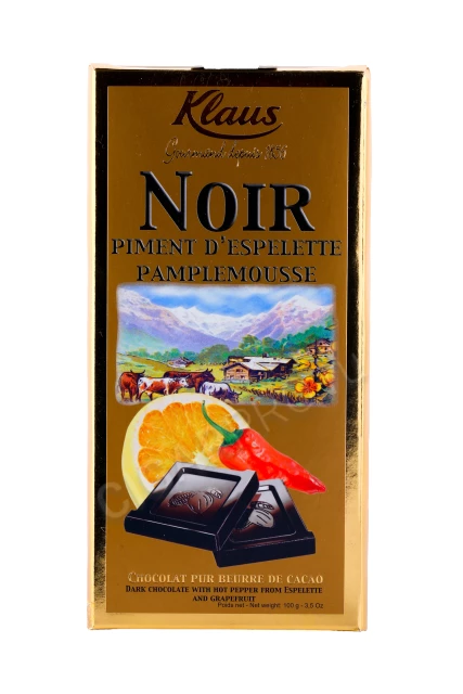 Шоколад Klaus Noir горький с грейпфрутом и перцем 100гр
