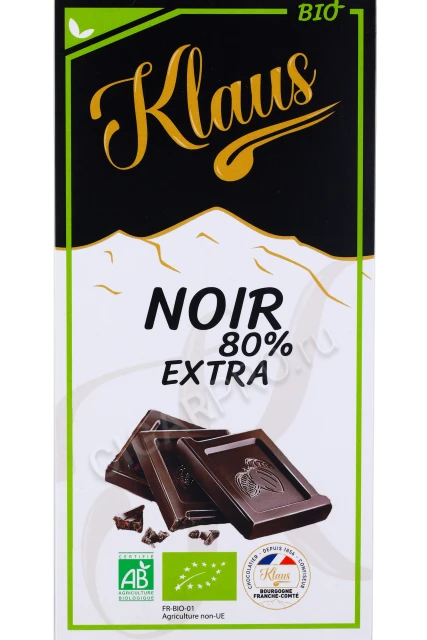 Этикетка Шоколад Klaus Noir горький какао из Перу 100гр