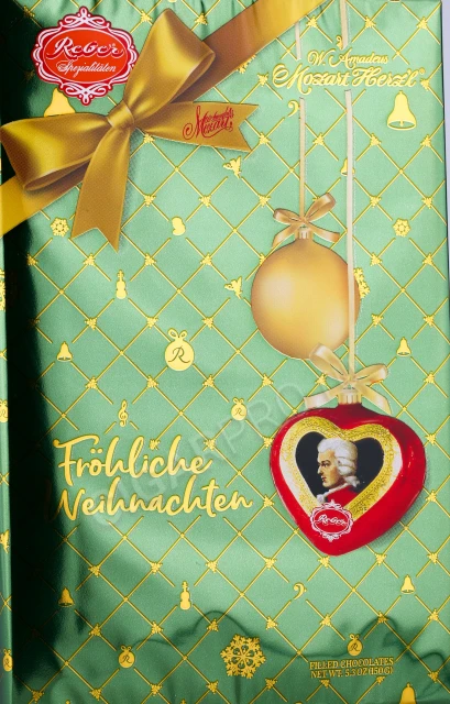 Этикетка Набор шоколадных конфет Reber Mozart Сердечки 150г