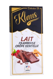 Шоколад Klaus молочный с малиной и печеньем 100гр