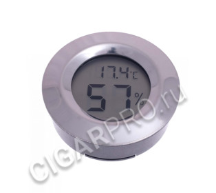 термо-гигрометр цифровой круглый, серебро 596-503