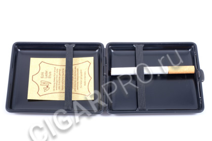 портсигар stoll c09-1 на 18 сигарет, натуральная кожа, черный олень