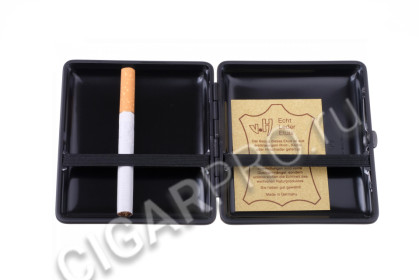 портсигар stoll на 18 сигарет, натуральная кожа, черный c23