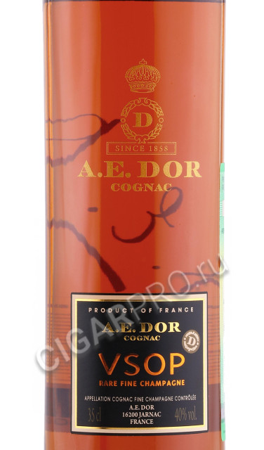 этикетка коньяк cognac a e dor vsop 0.35л