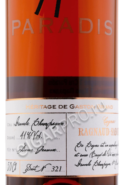 этикетка ragnaud sabourin paradis 100 years old 0.5л