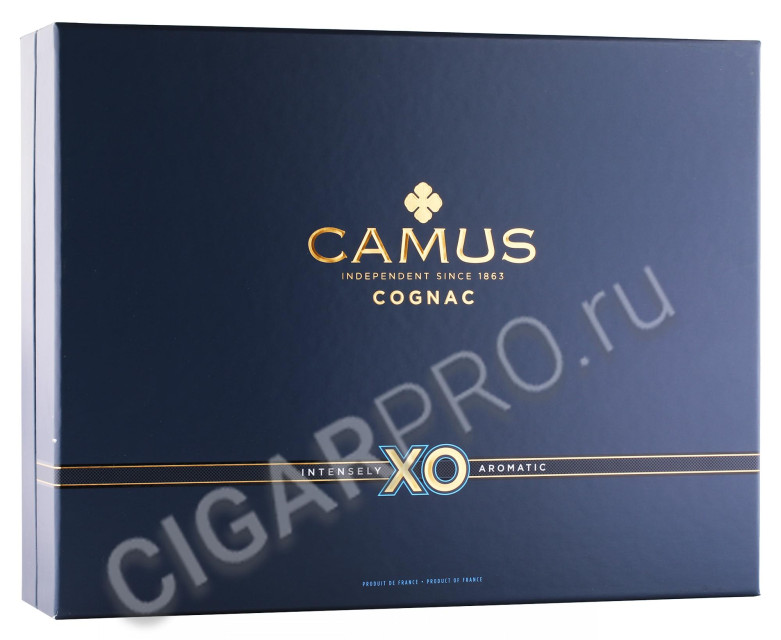 подарочная упаковка коньяк camus xo elegance 0.7л + 2 хрустальных бокала
