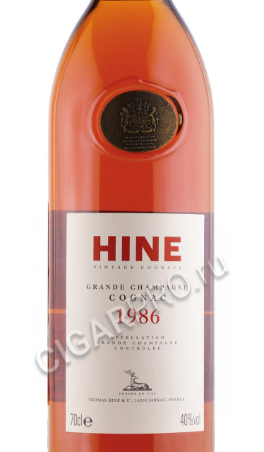 этикетка коньяк hine 1986 years 0.7л