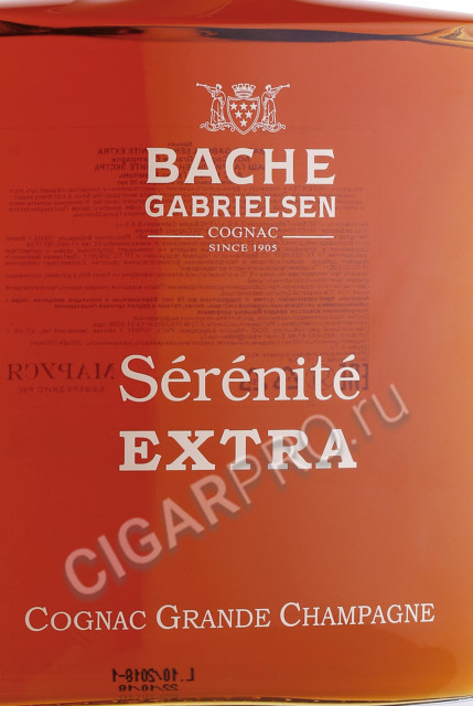 этикетка коньяк bache gabrielsen serenite extra 0.7л