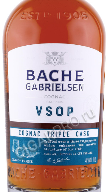 этикетка коньяк bache gabrielsen vsop triple cask 0.7л