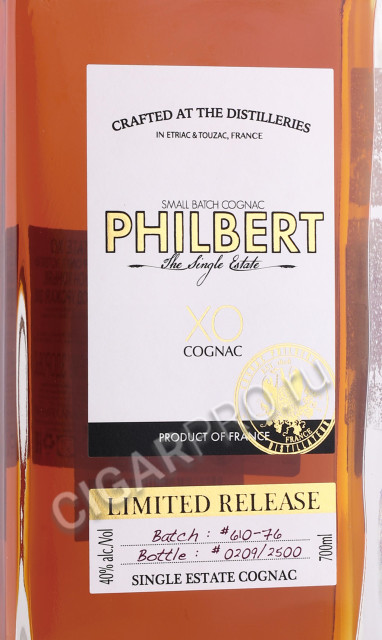 этикетка коньяк philbert single estate xo 0.7л