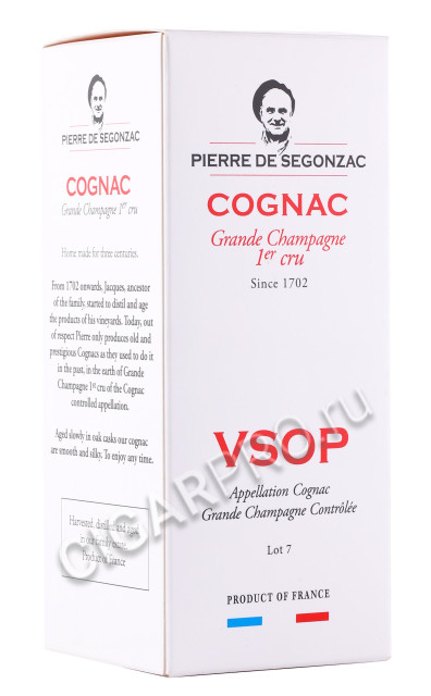 подарочная упаковка коньяк pierre de segonzac vsop grande champagne 0.2л