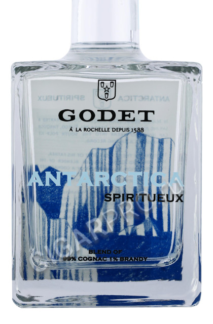 этикетка коньяк godet antarctica eau de vie 0.5л