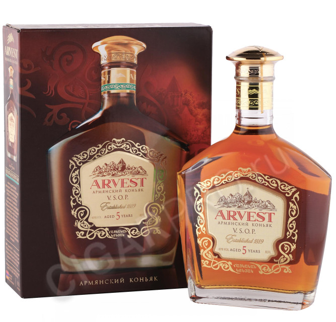 коньяк arvest vsop 5 years 0.5л в подарочной упаковке