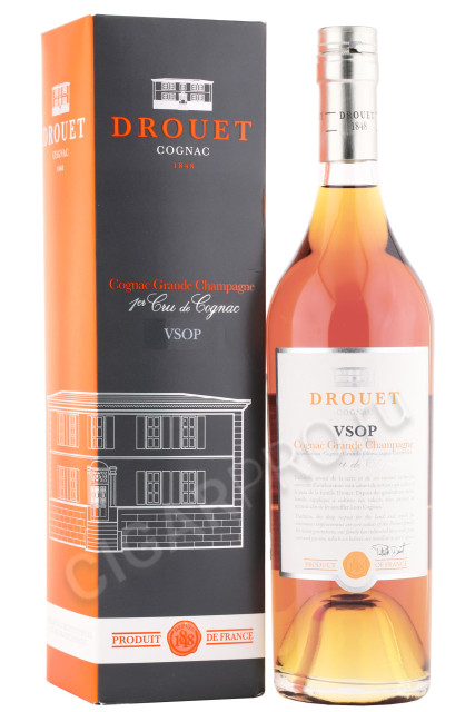 коньяк drouet vsоp cognac grande champagne 0.7л в подарочной упаковке