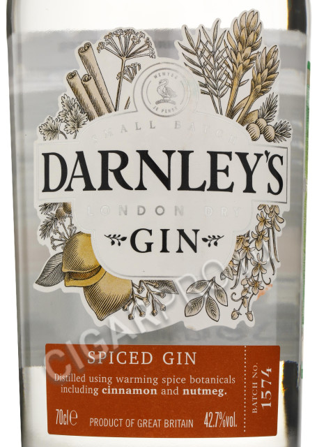 этикетка darnleys spiced gin 0.7 l