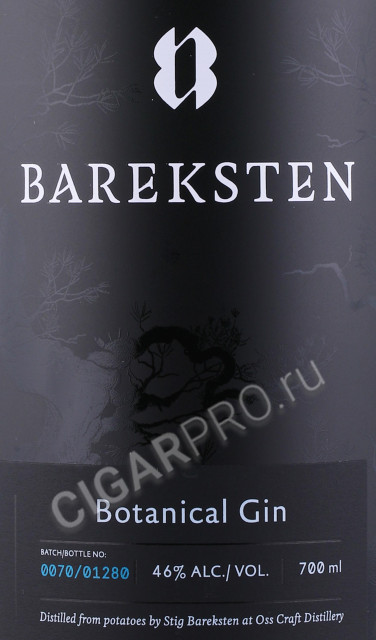 этикетка джин bareksten botanical 0.7л