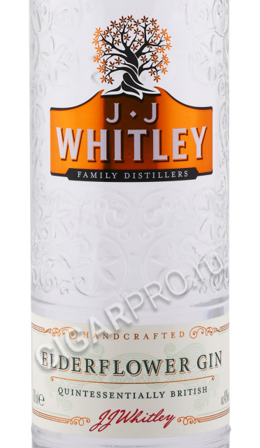 этикетка джин j j whitley elderflower 0.7л