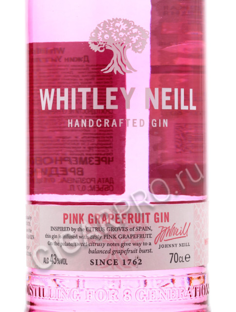 этикетка whitley neill pink grapefruit 0.7 l