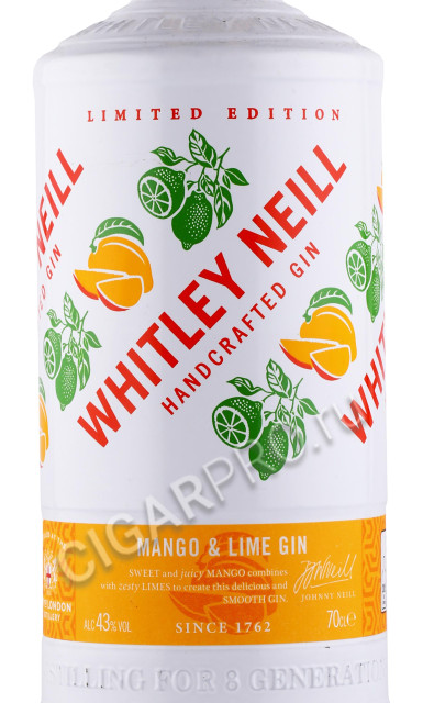 этикетка джин whitley neill mango & lime 0.7л