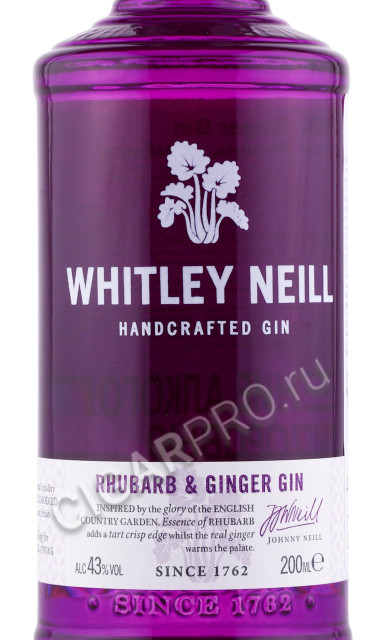 этикетка джин whitley neill rhubarb ginger 0.2л