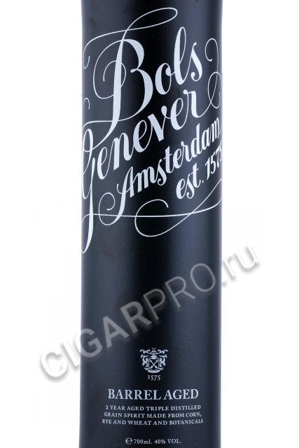 этикетка джин bols barrel aged genever 0.7л