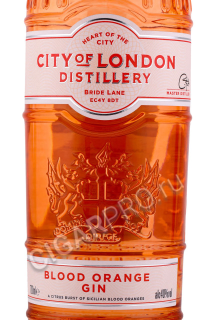 этикетка джин city of london six bells blood orange 0.7л