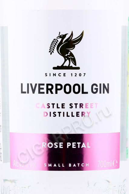 этикетка джин liverpool rose petal 0.7л