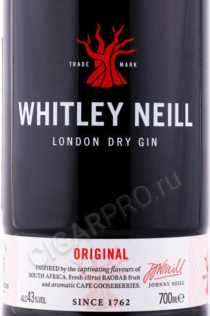 этикетка джин whitley neill handcrafted dry 0.7л