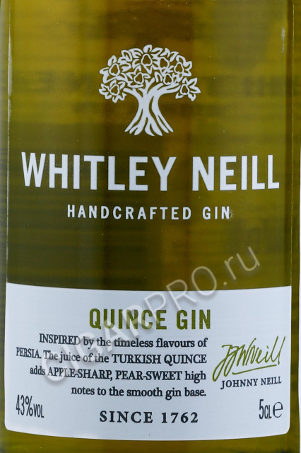 этикетка джин whitley neill quince 0.05л
