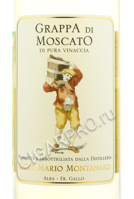 этикетка montanaro grappa di moscato