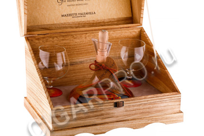 подарочная упаковка граппа decant art collection grappa di barolo invecchiata + 2 бокала 0.7л