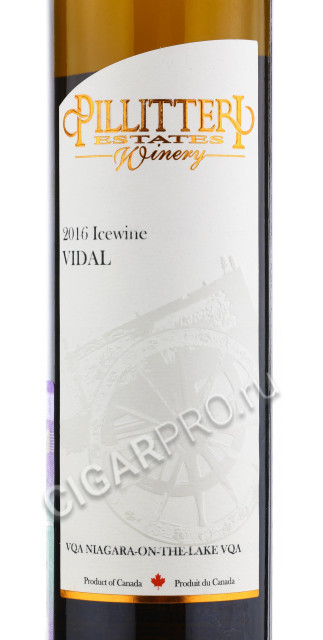 этикетка pillitteri estates winery vidal icewine 2016 0.375 l