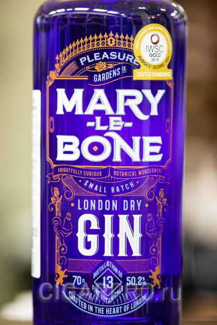 Подробное описание этикетка джина Mary Le Bone London Dry Gin