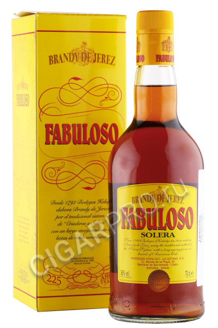 бренди fabuloso solera 0.7л в подарочной упаковке